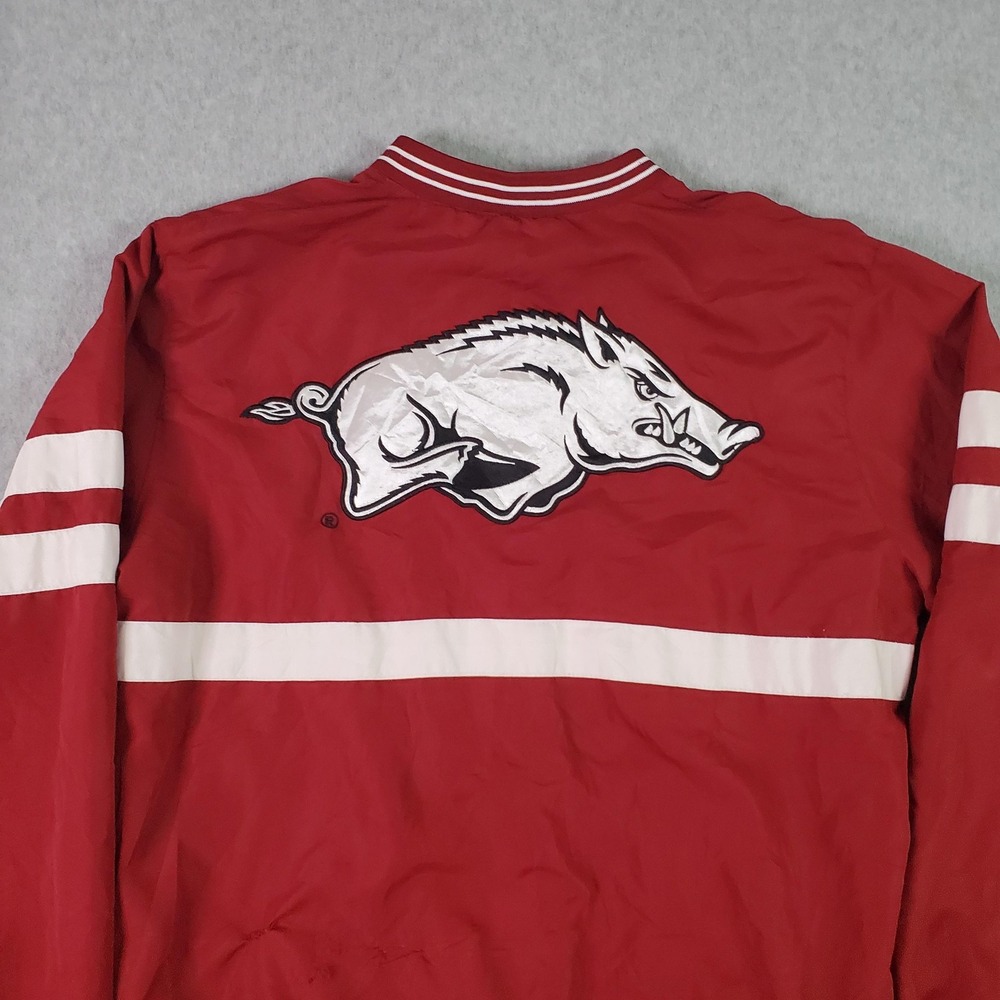 Vintage Arkansas Razorbacks Pullover Jacket Mens Med Red NCAA Football 58 Sports - Picture 9 of 16